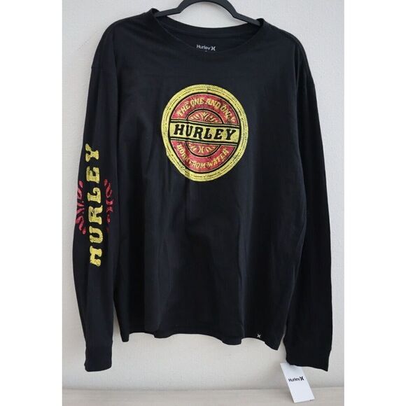 Hurley 3HL1640487 Juniors' Sz L Caviar Black Max Boyfriend Long Sleeve T-Shirt - Picture 1 of 9